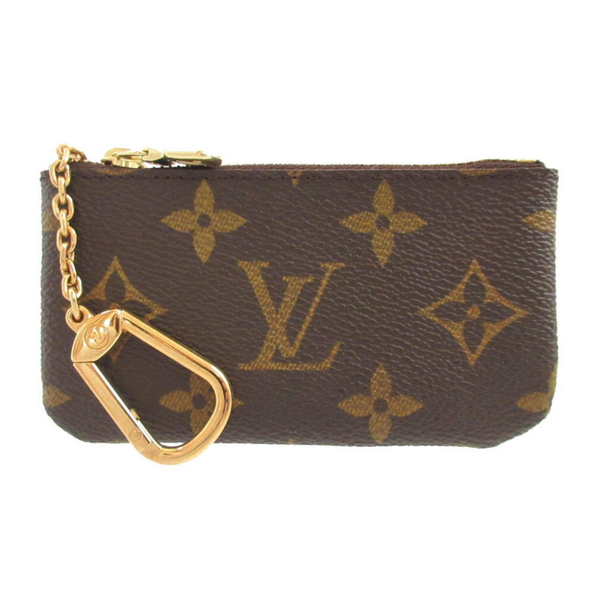 Like New Louis Vuitton Monogram Pochette Cle M62650 Brown Coin Case Wallet 09...